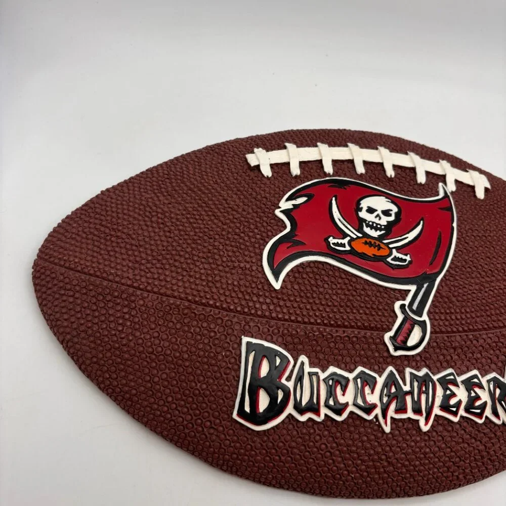 NFL Tampa Bay Buccaneers Logo Ceramic Football Shaped Wall Hanging Decor Plaque